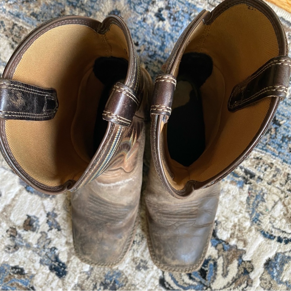 Ariat Brown Size 9.5 D Men Leather Work Western Square Toe Cowboy Boots - Picture 5 of 9